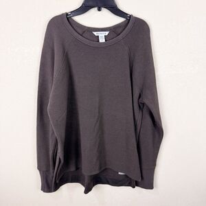 Athleta Grey Waffle Knit Long Sleeve Knit Pullover Small